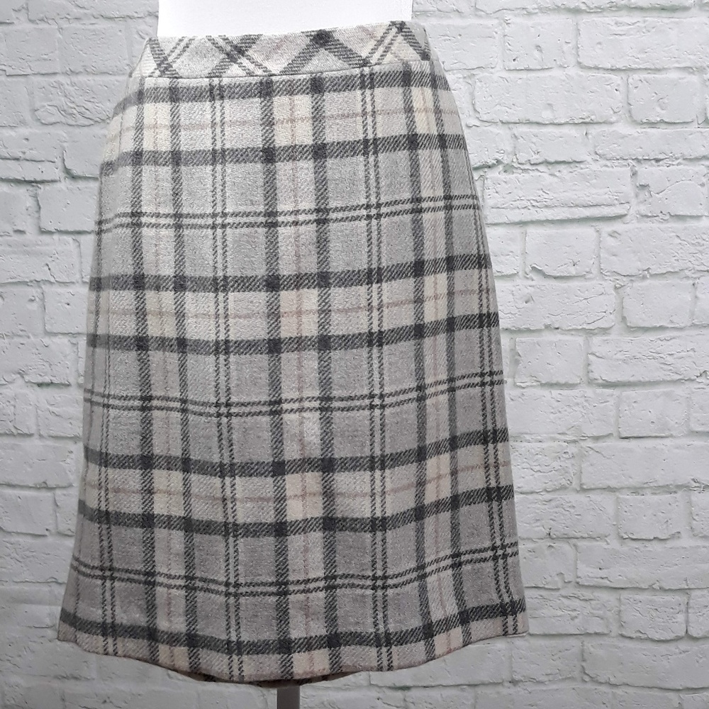 L.L. Bean plaid wool blend work or school skirt